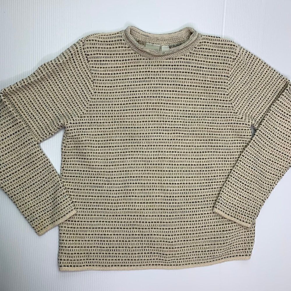 Classic Elements Sweater Medium Textured Tan Knit… - image 5